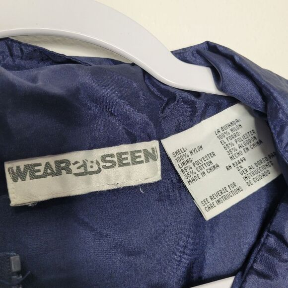 Vintage 80s 90s navy blue gold star zip front nylon Plus Size jacket size 2x - Picture 4 of 6